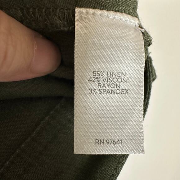 J.Jill Women's‎ XL Linen Stretch Wide Leg Ankle Pants Olive Green Classic Staple - Picture 6 of 9